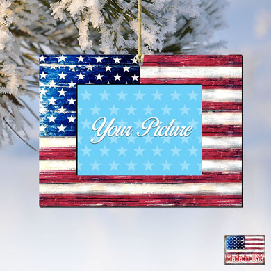 American Flag Picture Frame Ornaments - Ornament for Photo by G.DeBrekht - American Christmas Decor - 8185302PF