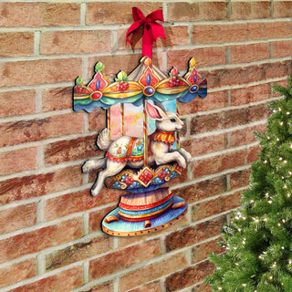 Carousel Bunny Holiday Door Decor by G. Debrekht - Christmas Decor - 8611084H