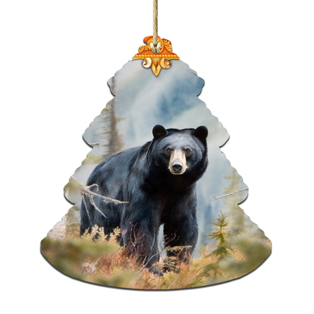 Alaskan Black Bear Tree Wooden Ornaments by G.Debrekht - Wildlife Holiday Decor - 870008