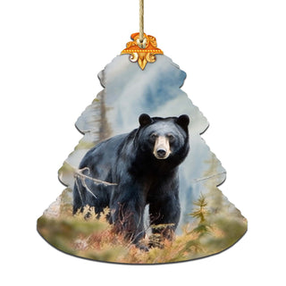 Alaskan Black Bear Tree Wooden Ornaments by G.Debrekht - Wildlife Holiday Decor - 870008