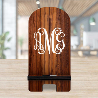 Personalized Cell Phone Stand 3-Letters Monogram Wood Stand Mobile Tablet Holder Charging Station Organizer - 892012P