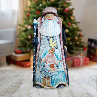 Lighting Star Santa Hand-Painted WOODCARVED Masterpiece by G. DeBrekht - Nativity Holiday Decor - 210117