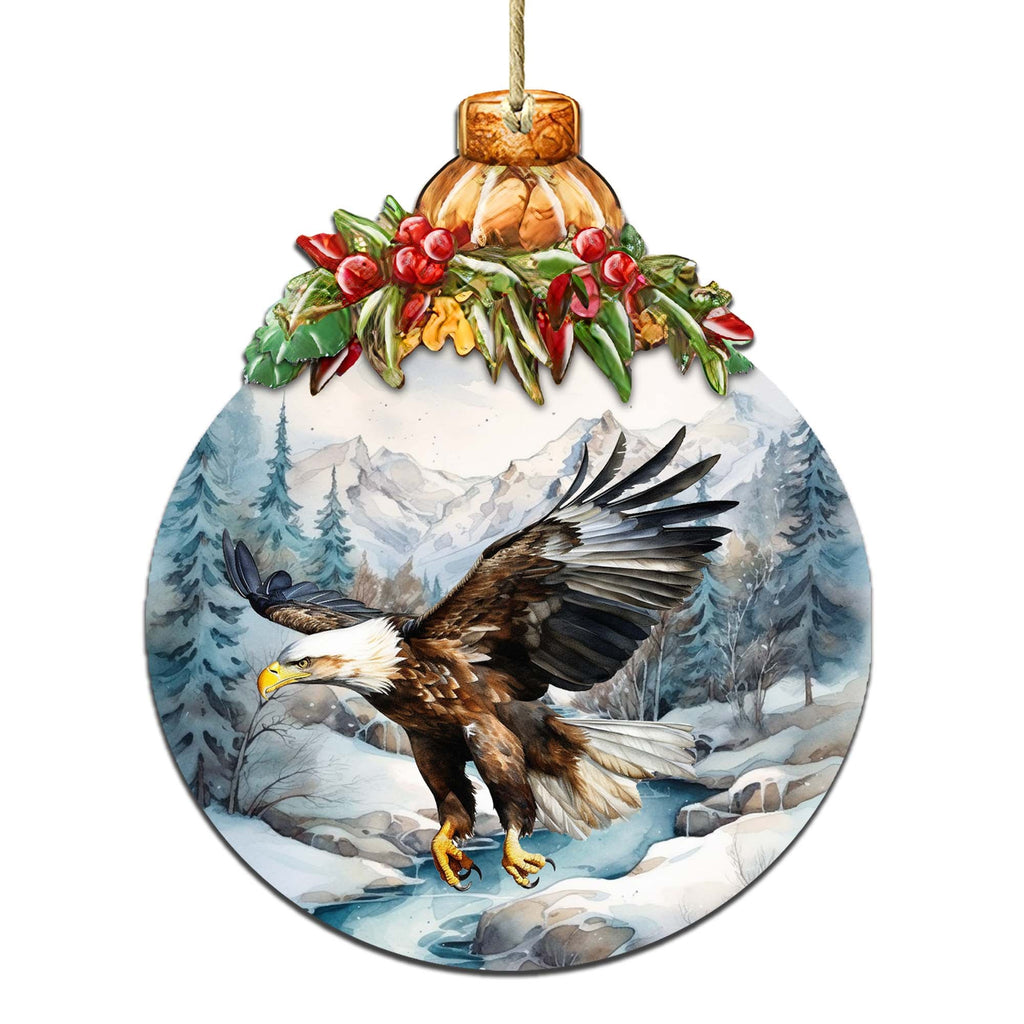 Alaskan Graceful Eagle Wooden Ornaments by G.Debrekht - Wildlife Holiday Decor - 870030