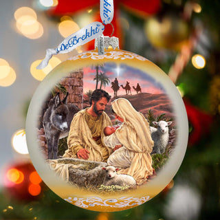 A Miracle Is Born in Gold Lg Glass Ornament by D. Gelsinger - Nativity Holiday Decor - 73952G