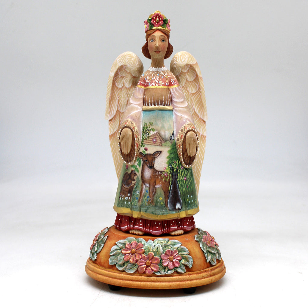 Angel with Animals Musical Figurine- Limited Edition Figurine Reserve by G.DeBrekht 8 x 4.5 x 3.5 Handpainted Collectible Figurine, Unique Decor Made in the USA