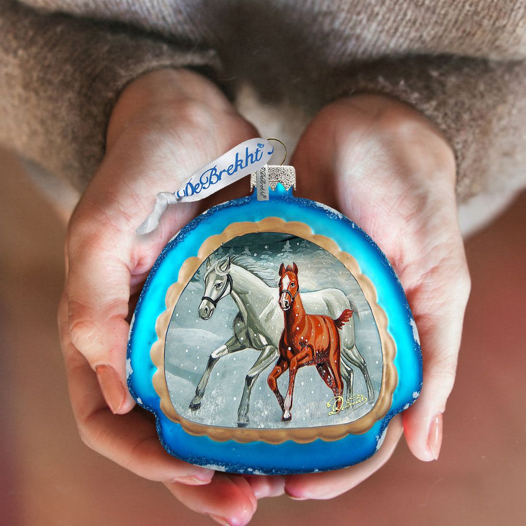 Winter Horses Glass Ornament by G. DeBrekht - Christmas Decor - 756-015