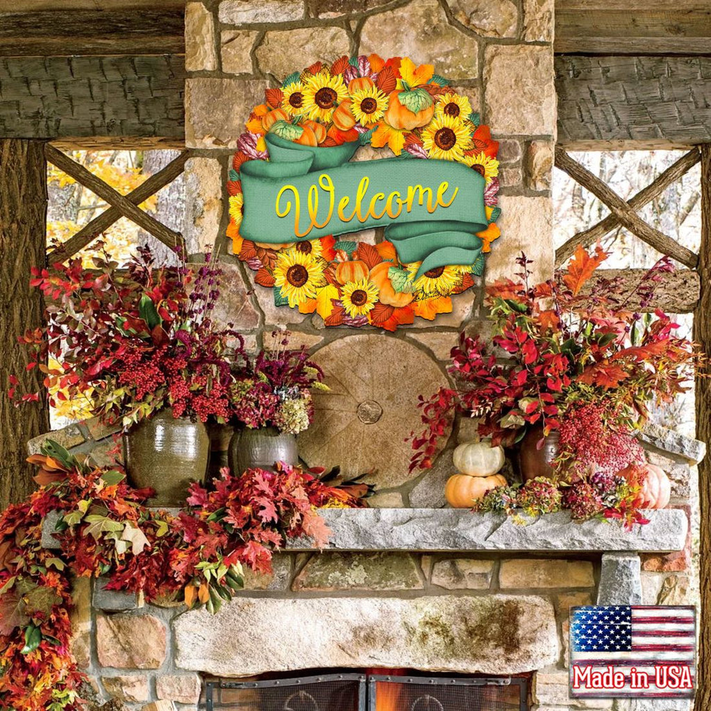 Flower Fall Holiday Door Wreath by G. DeBrekht - Thanksgiving Halloween Decor - 8185305-2H