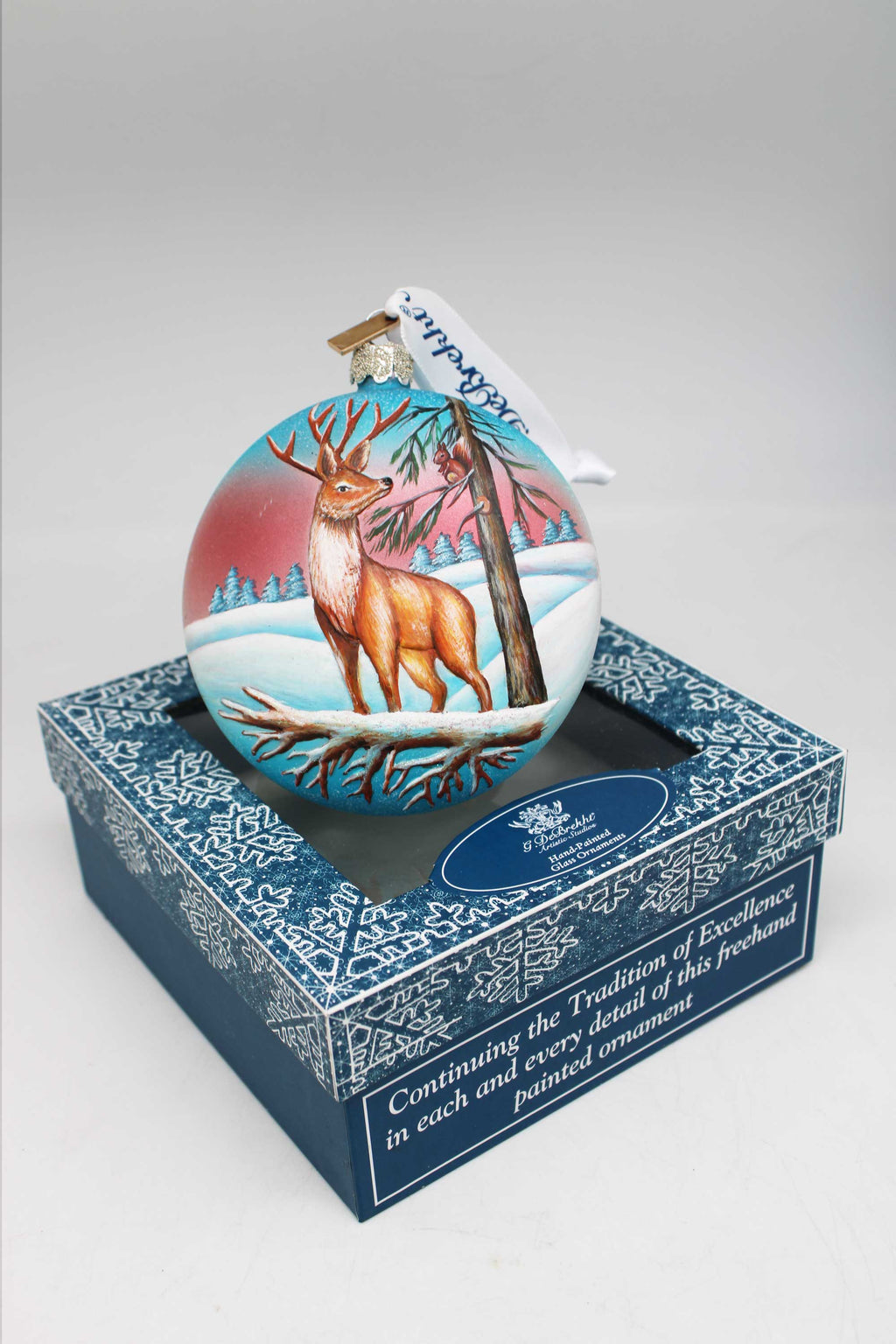 One-of-a-Kind with Deer Sculpted on the Glass Ornament 5 x 3