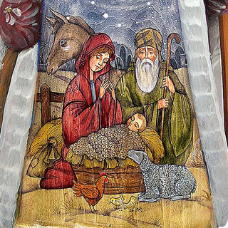 The Good Shepherd's Birth Hand-Painted WOODCARVED Masterpiece by G. DeBrekht - Nativity Holiday Decor - 8209016