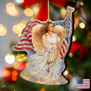 American Angel Wooden Ornaments by Gelsinger - American Christmas Decor - 8161021-0107