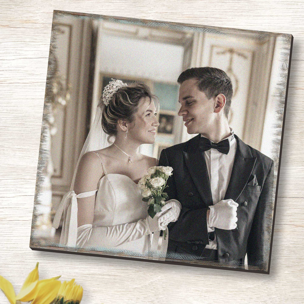 Personalized Gift Square Photo - Custom Portrait on Wood