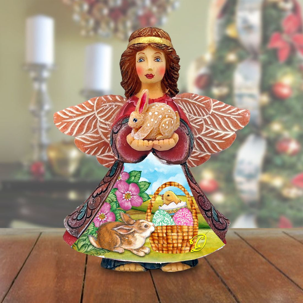 Easter Angel With Bunny Handcrafted Christmas Figurine - G. DeBrekht - Easter Spring Decor - 516662
