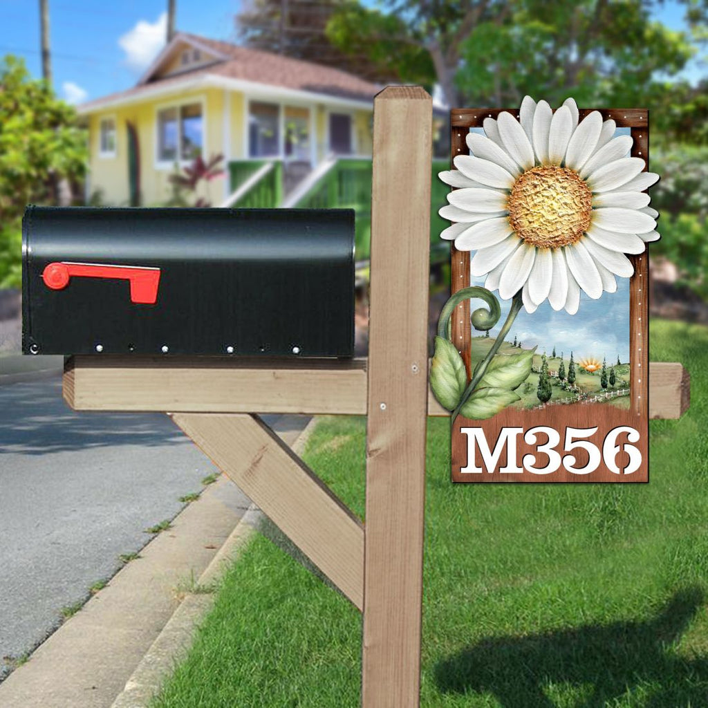Daisy Wooden Custom House Number Sign by Jamie Mills-Price - Easter Spring Decor - Handcrafted Wooden Handcrafted Wooden Address Sign - MA8457704-MPP