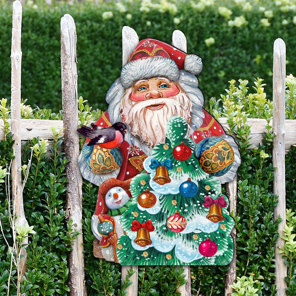Santa Tree Decorating Christmas Door Decor by G. DeBrekht - Christmas Santa Snowman Decor - 8119181H