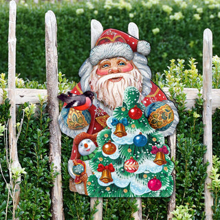 Santa Tree Decorating Christmas Door Decor by G. DeBrekht - Christmas Santa Snowman Decor - 8119181H