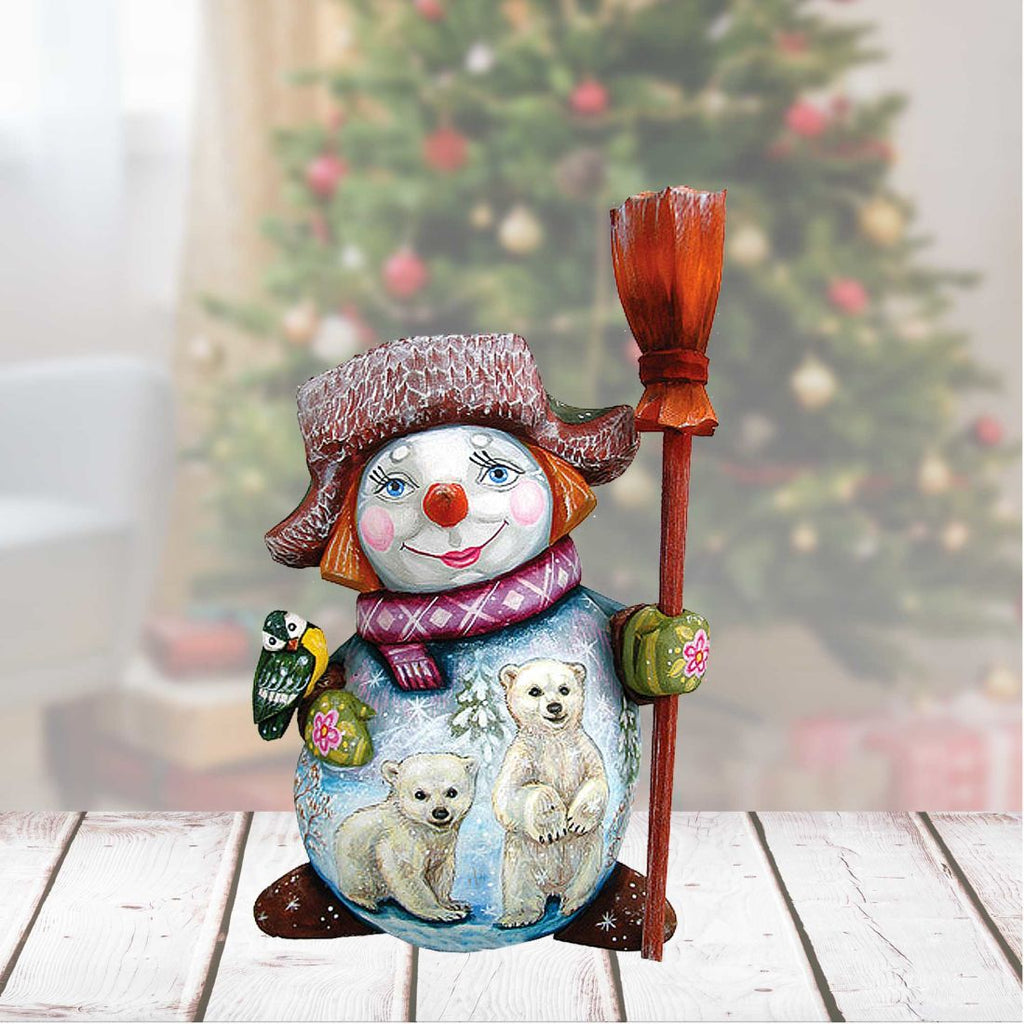 Polar Bear Family Hand-Painted WOODCARVED Masterpiece by G. DeBrekht - Wildlife Holiday Decor - 8215881