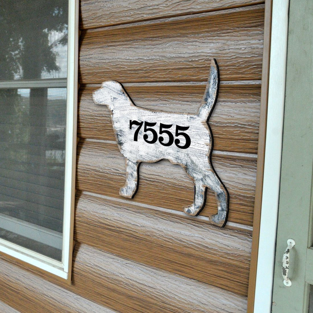 Dog Wooden Custom House Number Sign - Pets Dog and Cats Decor - Handcrafted Wooden Handcrafted Wooden Address Sign - MA98121