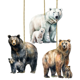 Alaskan Bears Eco Wood Ornaments Set of 3 by G. Debrekht - Wildlife Holiday Decor - 8091320S3