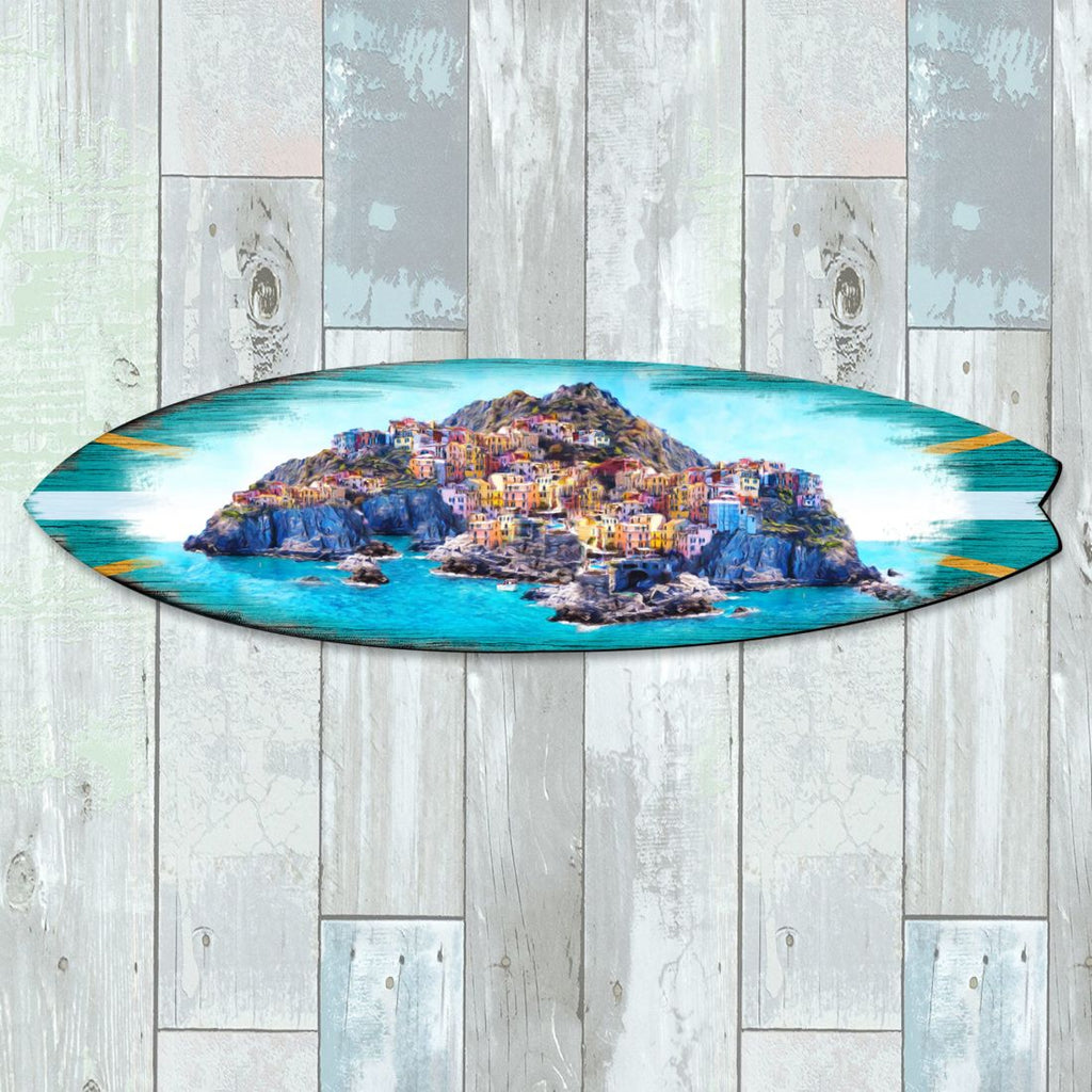 Island Surfboard Coastal Door Art by G. DeBrekht - Coastal Holiday Decor - 8490101HS