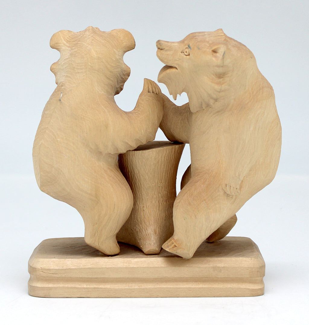One-of-a-Kind Bear Arm Wrestling Wood carved Figurine 5