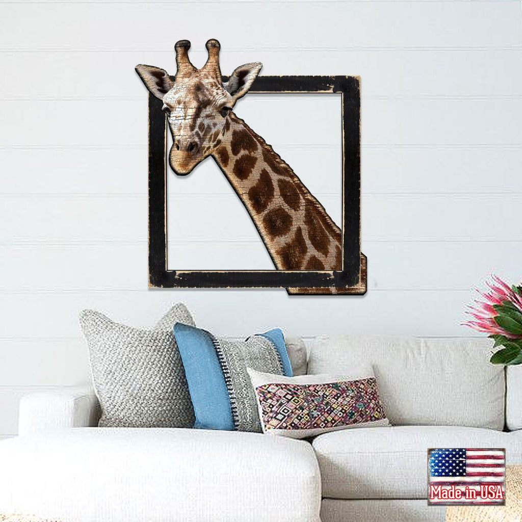 Giraffe Rustic Wooden Wall Decor by G. DeBrekht - Nature Wildlife Decor - G982312S