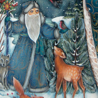 Meeting with Forest Friends Santa Hand-Painted WOODCARVED Figurine by G. DeBrekht - Christmas Decor - 821708 *** PRE-ORDER - Handmade Just for You! ***