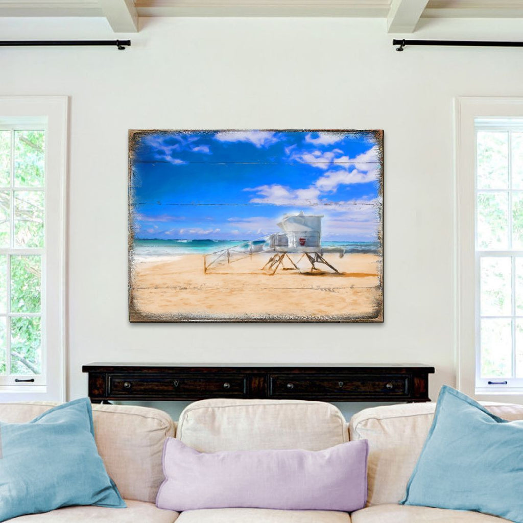 Spady Beach Lifeguard Tower Wooden Coastal Wall Art by Nature Wonders - Coastal Sea-Life Decor - 95262B