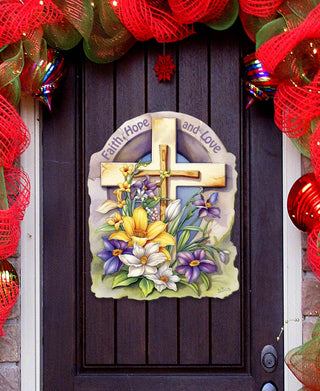 Faith, Hope, and Love Cross Holiday Door Decor by G. Debrekht - Easter Spring Decor - 8688160H