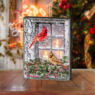 Winter House Birds Art Wooden Wall Art by D. Gelsinger - Nature Wildlife Decor - 95667B-DG