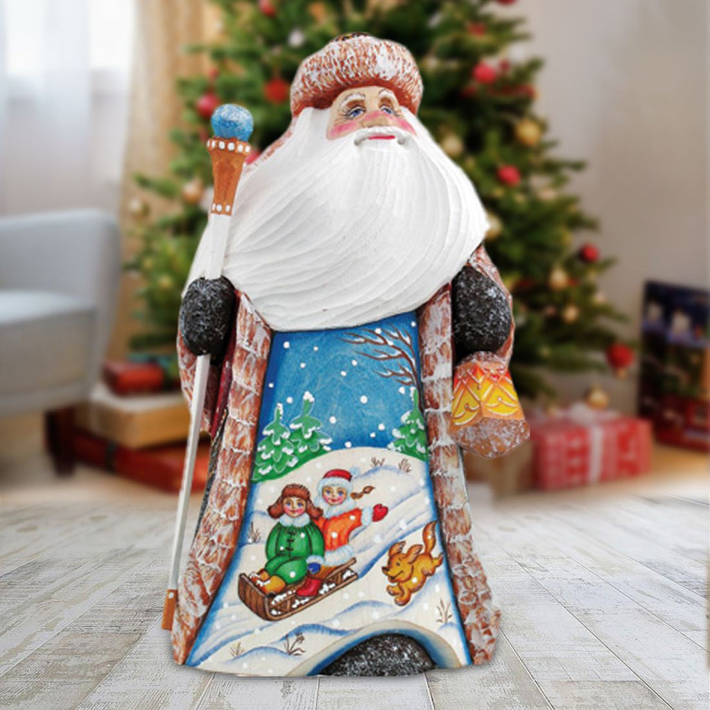 Downhill Race Santa Hand-Painted WOODCARVED Masterpiece by G. DeBrekht - Christmas Decor - 8214860 *** PRE-ORDER - Handmade Just for You! ***