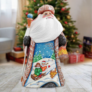 Downhill Race Santa Hand-Painted WOODCARVED Masterpiece by G. DeBrekht - Christmas Decor - 8214860 *** PRE-ORDER - Handmade Just for You! ***