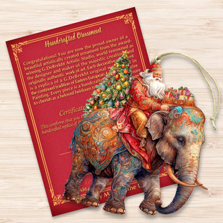 Santa on Elephant Wooden Ornaments by G. Debrekht Christmas Santa Snowman Decor - 8611043-2