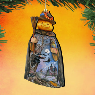 Scarecrow Pumpkin Head Wooden Ornaments by G. DeBrekht - Thanksgiving Halloween Decor - 8114180