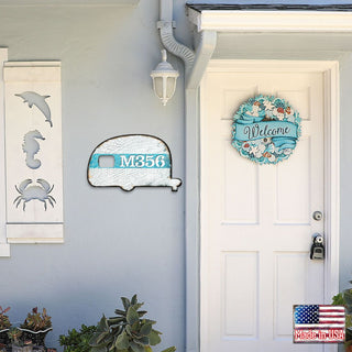 Camper Wooden Custom House Number Sign - Love Family Kids Decor - Handcrafted Wooden Address Sign - MA98431