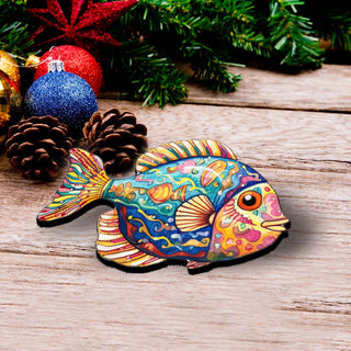 Coastal Fish Clip-On Eco Wood Decorative Ornaments Set of 3 by G. Debrekht - Coastal Decor - 8091034C-S3