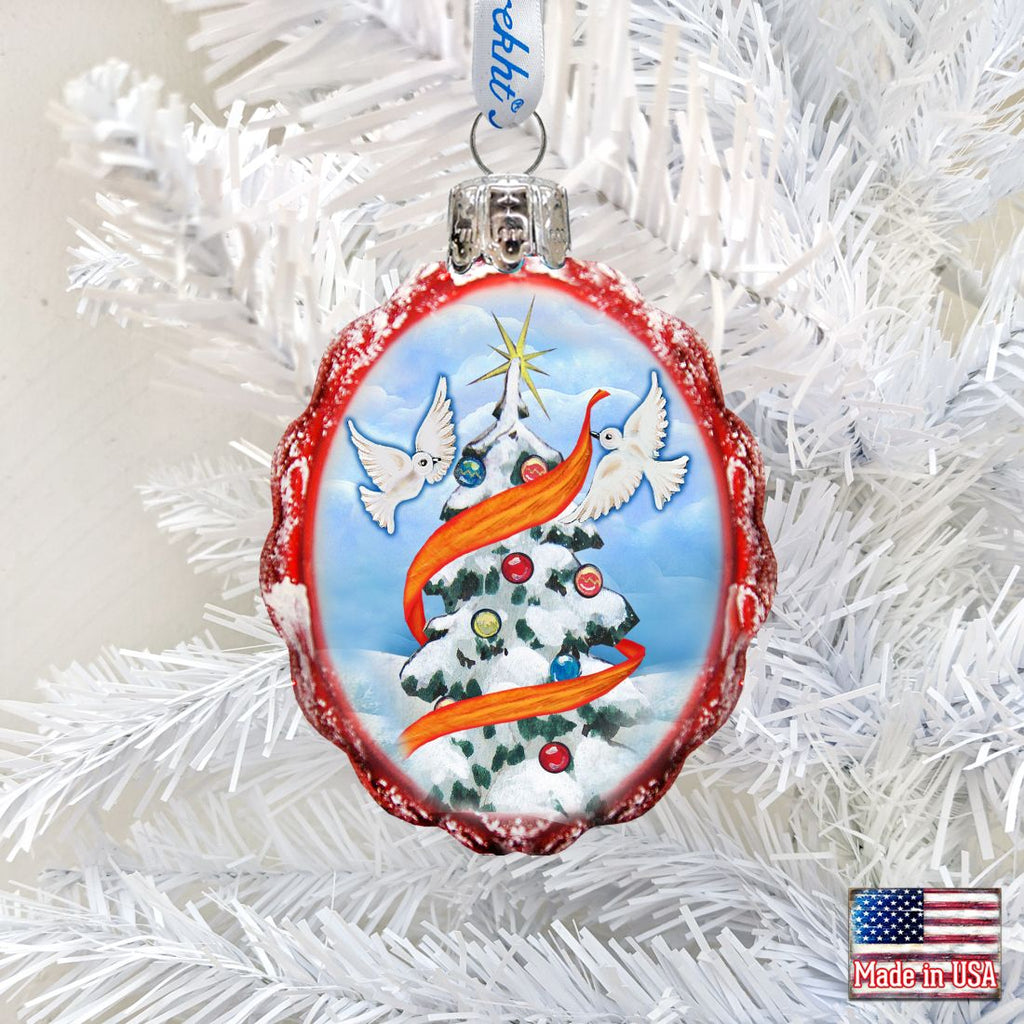 Dove Tree of Piece Mercury Glass Ornament by G. DeBrekht - Christmas Decor - 777316