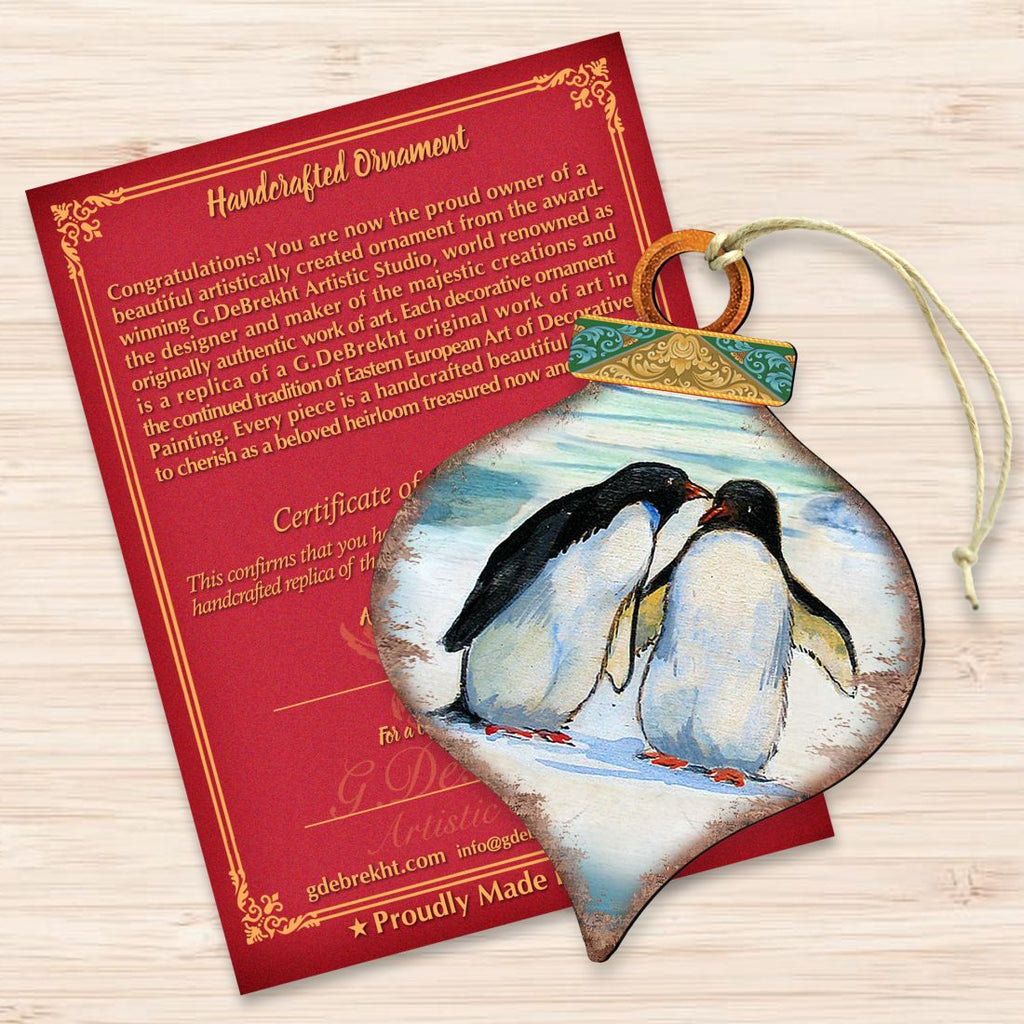 Penguins Drop Wooden Ornaments by G. DeBrekht - Wildlife Holiday Decor - 8035382