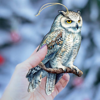 Alaskan Snowy Owl Wooden Ornaments by G.Debrekht - Wildlife Holiday Decor - 8710004-5