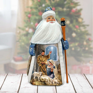 Glory to God Santa Hand-Painted WOODCARVED Figurine by D. Gelsinger - Nativity Holiday Decor - 242112-DG