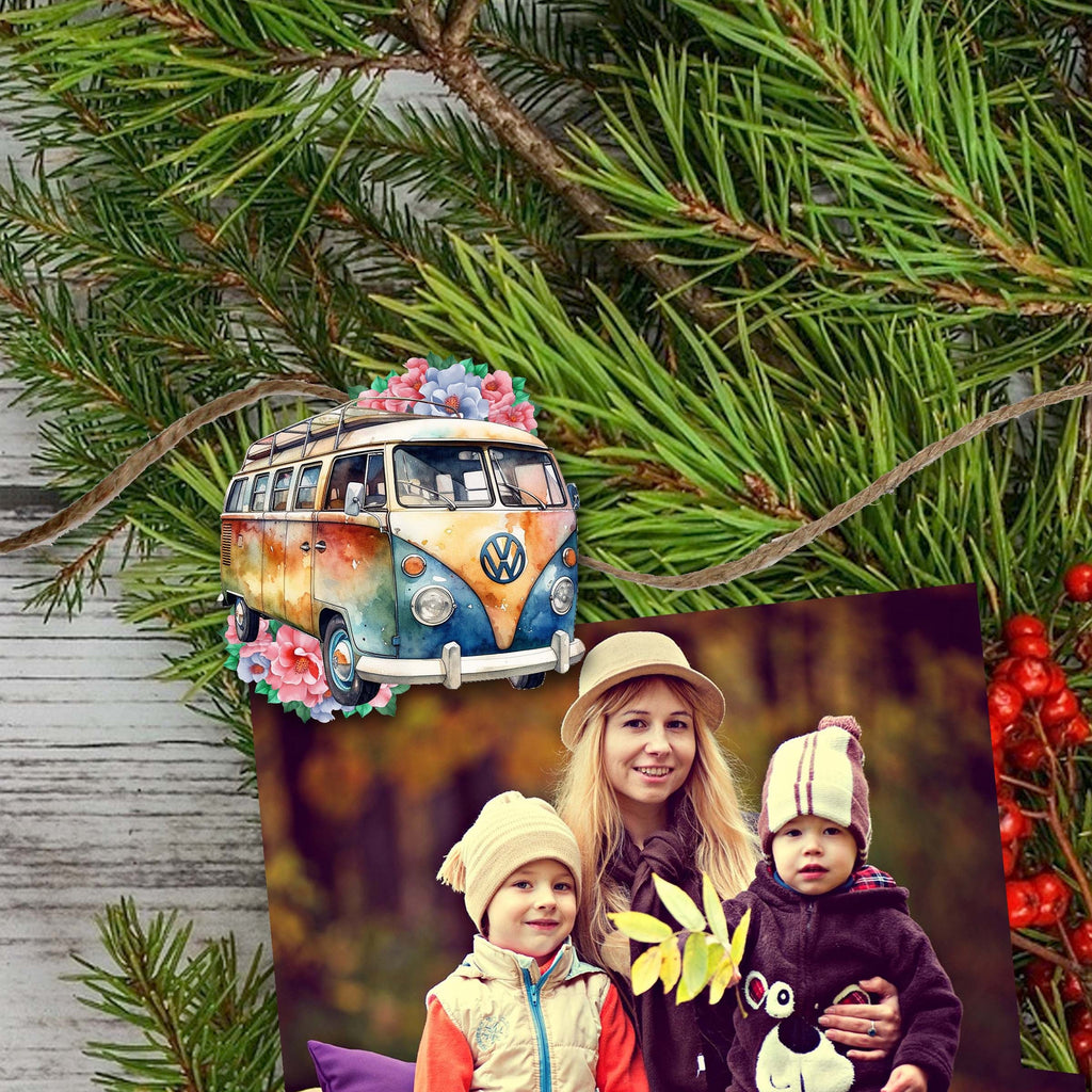 Surf Vans Clip-On Eco Wood Decorative Ornaments Set of 6 by G. Debrekht - Christmas Decor - 8090040C-S6