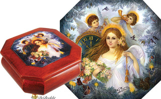 Guardian Angels Wooden Music Box 6x6x3