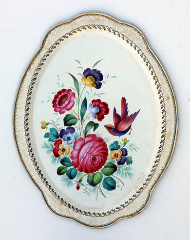 One-of-a-Kind Authentic Zhostovo Metal Tray Hand-Painted by Tatiana Sholohova 185 x 14 Inches - Functional Kitchenware for Tables and Unique Wall Decor