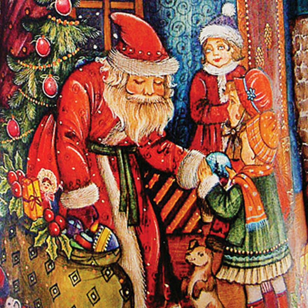 Christmas Gift Giving Father Frost Santa Hand-Painted WOODCARVED Figurine by G. DeBrekht - Christmas Decor - 241154 *** PRE-ORDER - Handmade Just for You! ***