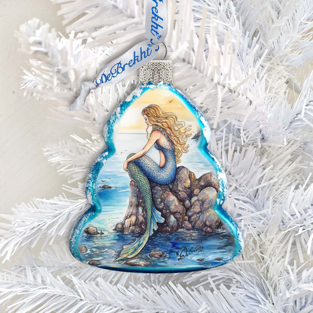 Beach House Decor - Mermaid Keepsake Glass Ornaments by G. Debrekht - Coastal Holiday Decor - 777400
