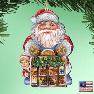 Toy Shop Santa Christmas Wooden Ornaments by G. DeBrekht - Christmas Santa Snowman Decor - 8119172