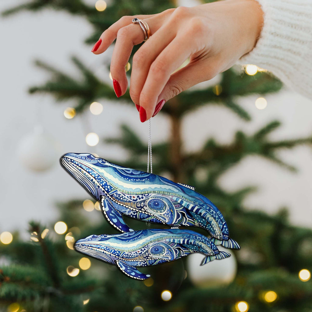Alaskan Magic Humpback Wooden Ornaments by G.Debrekht - Wildlife Holiday Decor - 8710107-2