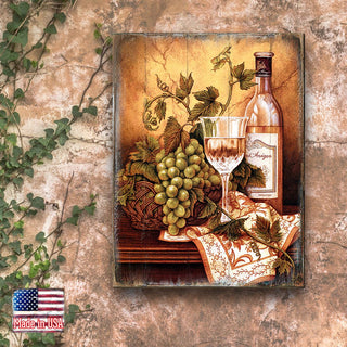Avel Vine and Grapes Wooden Wall Art by Nature Wonders - Nature Wildlife Decor - 95349B