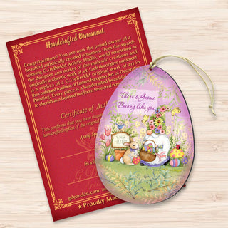 Bunny Garden Gnome Egg Wooden Ornaments by Susan Winget - Easter Spring Decor - 8471121-SW