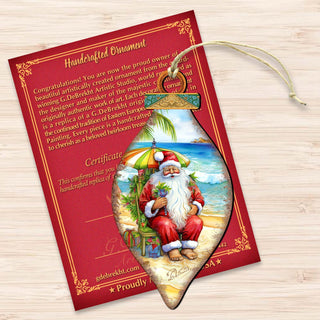 Santa on the Beach Decorations Santa's Beach Break Wooden Ornaments by G.Debrekht Coastal Holiday Decor - 8688182
