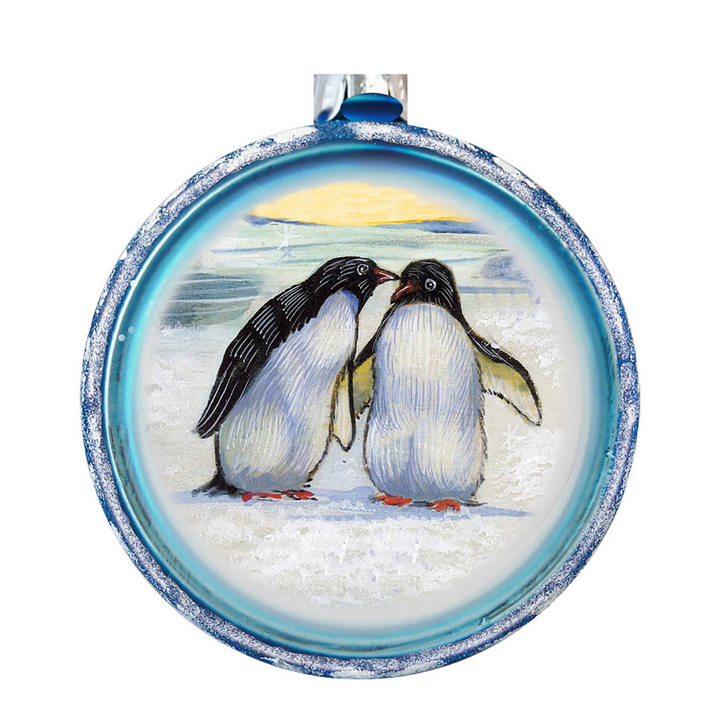 Penguins Glass Ornament by G. DeBrekht - Wildlife Holiday Decor - 764-015